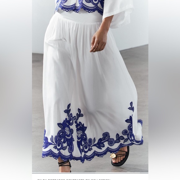 ZARA…contrast embroidered skirt ZW COLLECTION - Picture 3 of 13